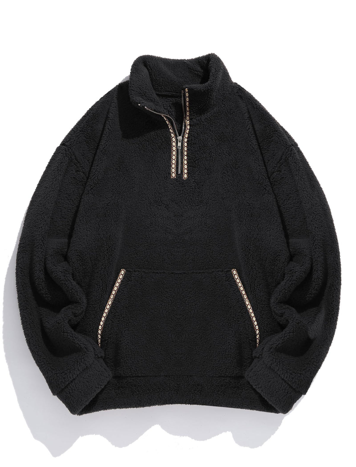 ZAFUL Men 1/4 Zipper Ethnic Aztec Fleece Unisex Winter Sweatshirt Tops 2026