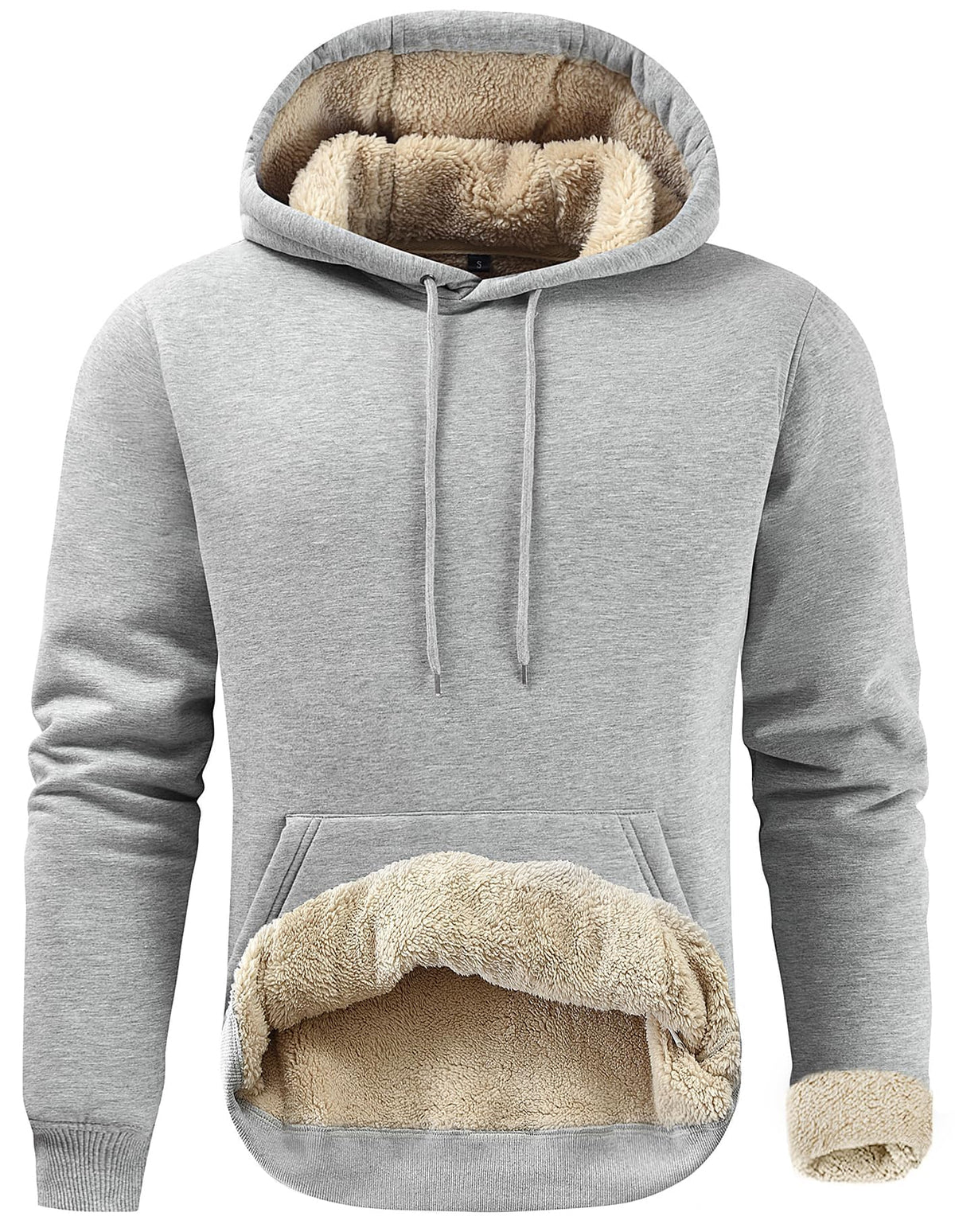 Gesean Men's Cotton Fleece Pullover Hoodie Sherpa Warm Hooded Sweatshirt