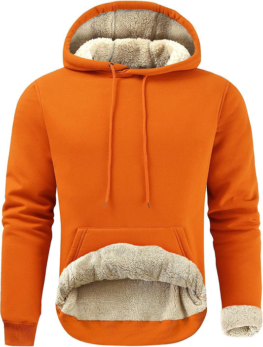 Gesean Men's Cotton Fleece Pullover Hoodie Sherpa Warm Hooded Sweatshirt