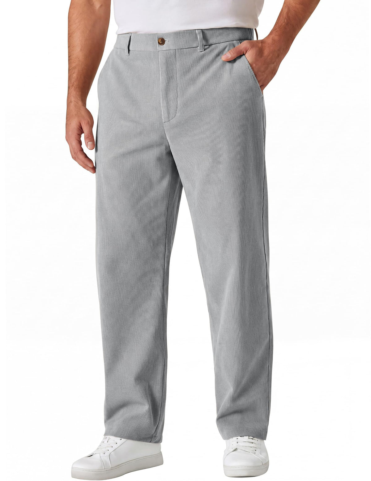 COOFANDY Men's Corduroy Pant Straight Fit Flat Front Casual Dress Slacks