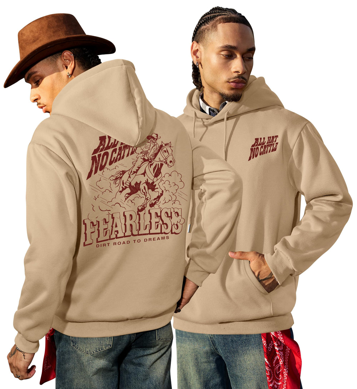 Herberton Mens Western Graphic Hoodie Fleece-Lined Unisex Sweatshirt