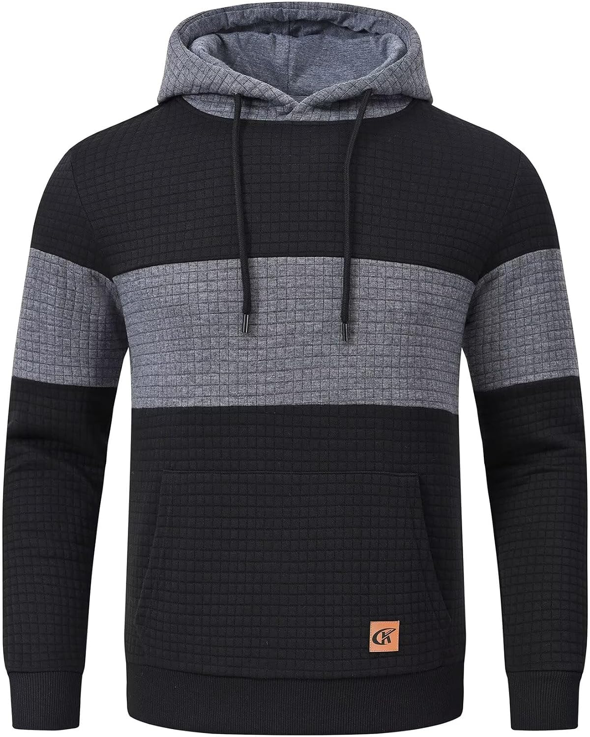 Yundobop Men's Pullover Hoodies Plaid Jacquard with Kangaroo Pocket