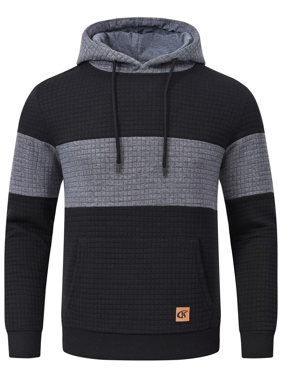 Yundobop Men's Pullover Hoodies Plaid Jacquard with Kangaroo Pocket