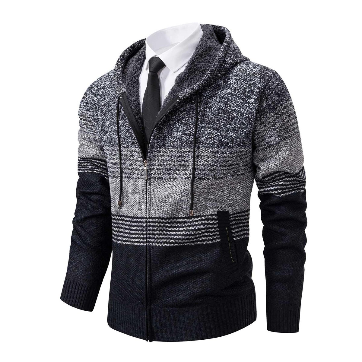 Mens Hoodies Knit Sweater Fleece Cardigan Hooded Men's Sweaters Jacket