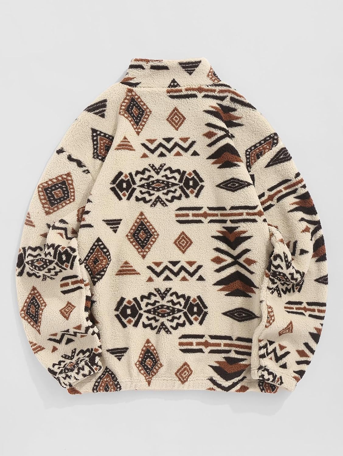 ZAFUL Men 1/4 Zipper Ethnic Aztec Fleece Unisex Winter Sweatshirt Tops 2026