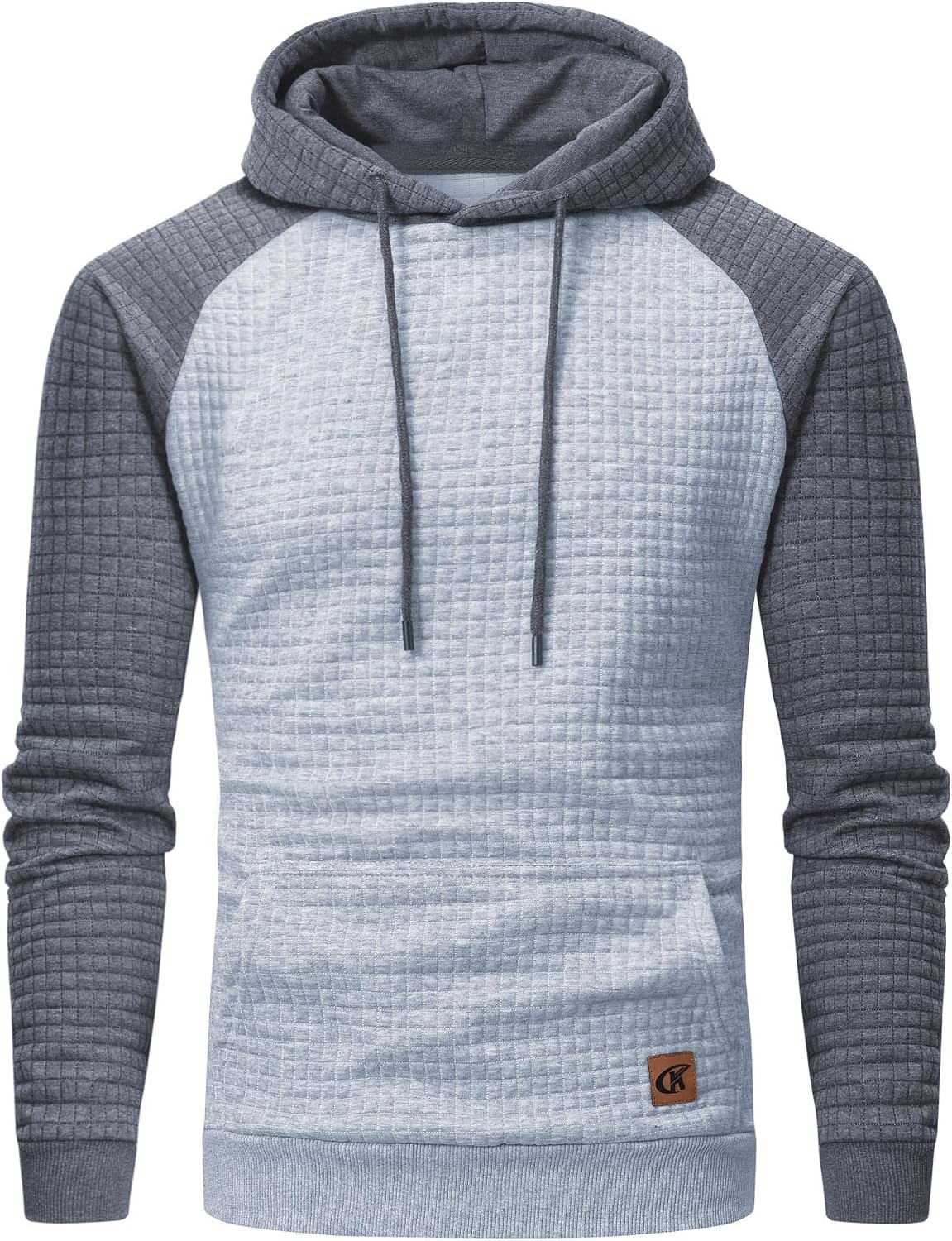 Yundobop Men's Pullover Hoodies Plaid Jacquard with Kangaroo Pocket