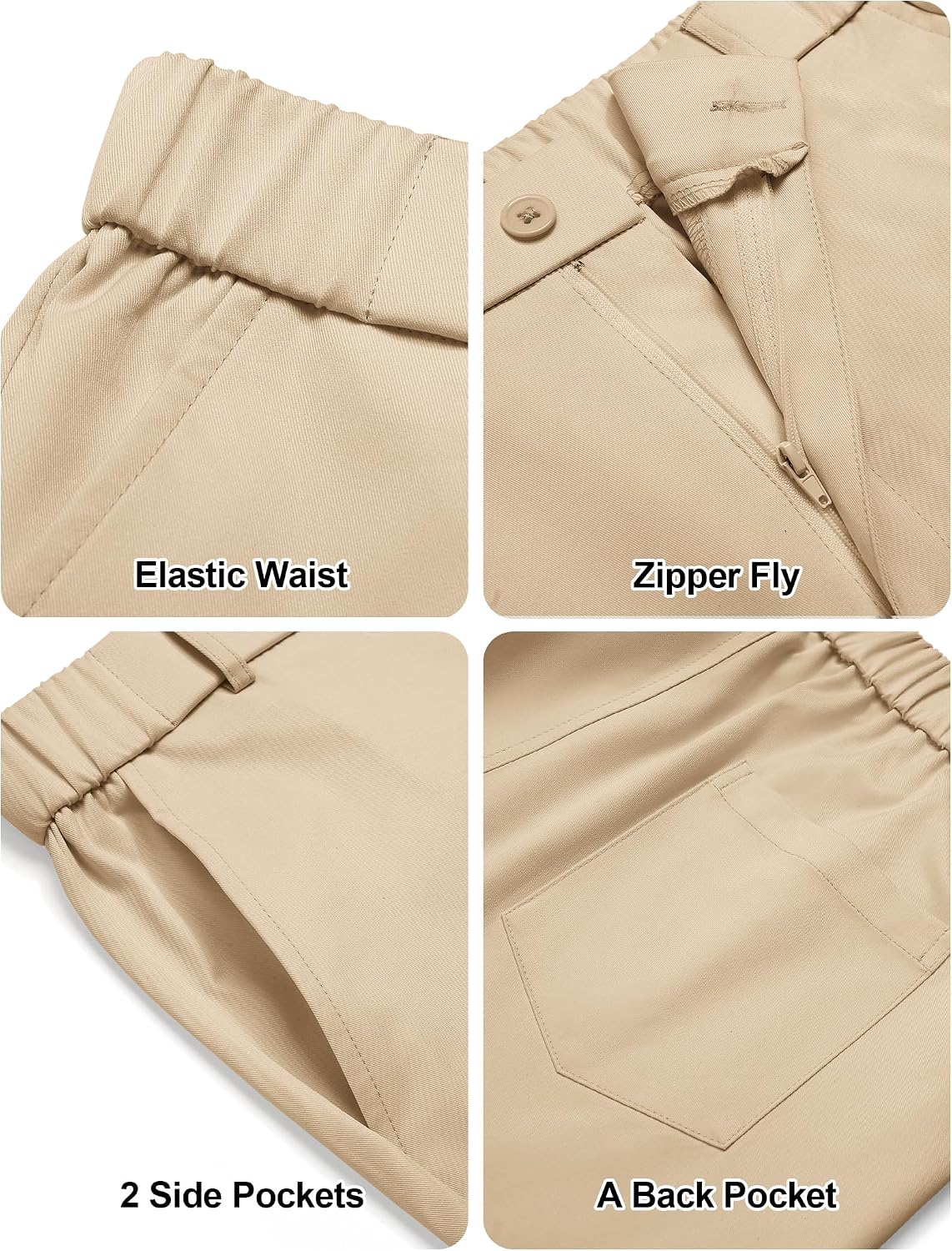 COOFANDY Mens Casual Chino Pants Elastic Waist Classic-Fit Dress Slacks