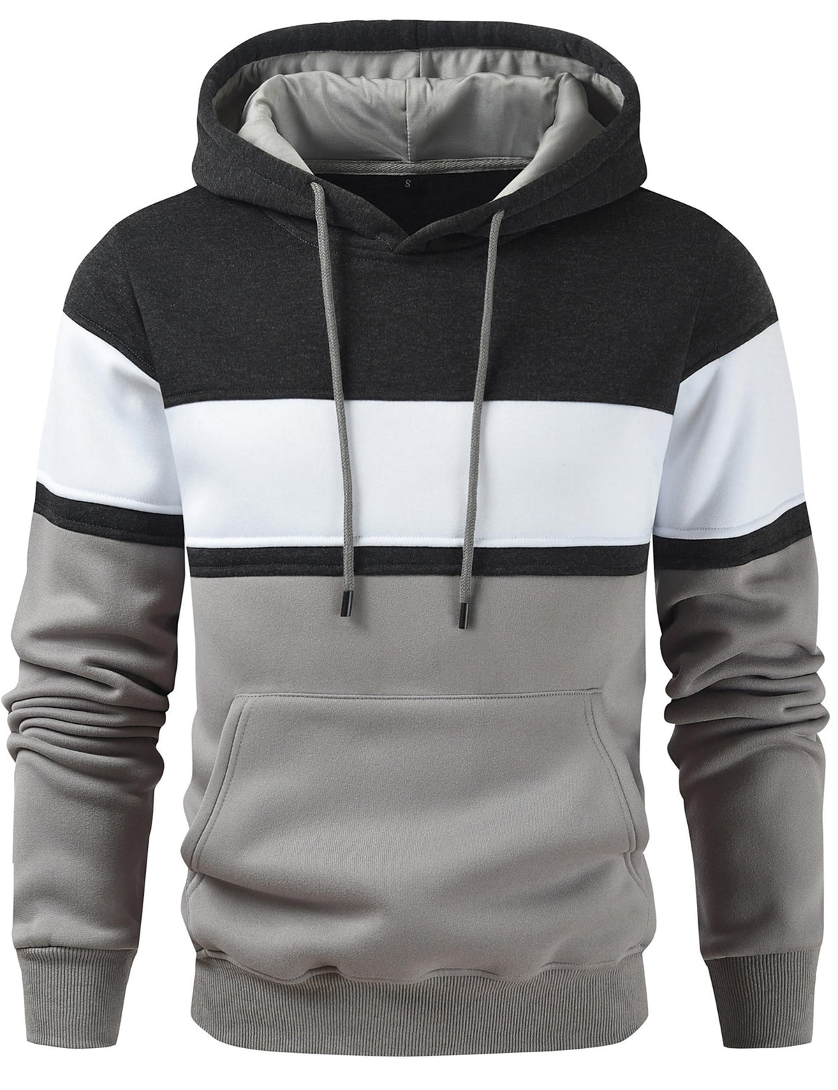 Mens Classic Color Block Hoodie Pullover Casual Fleece Sweatshirt