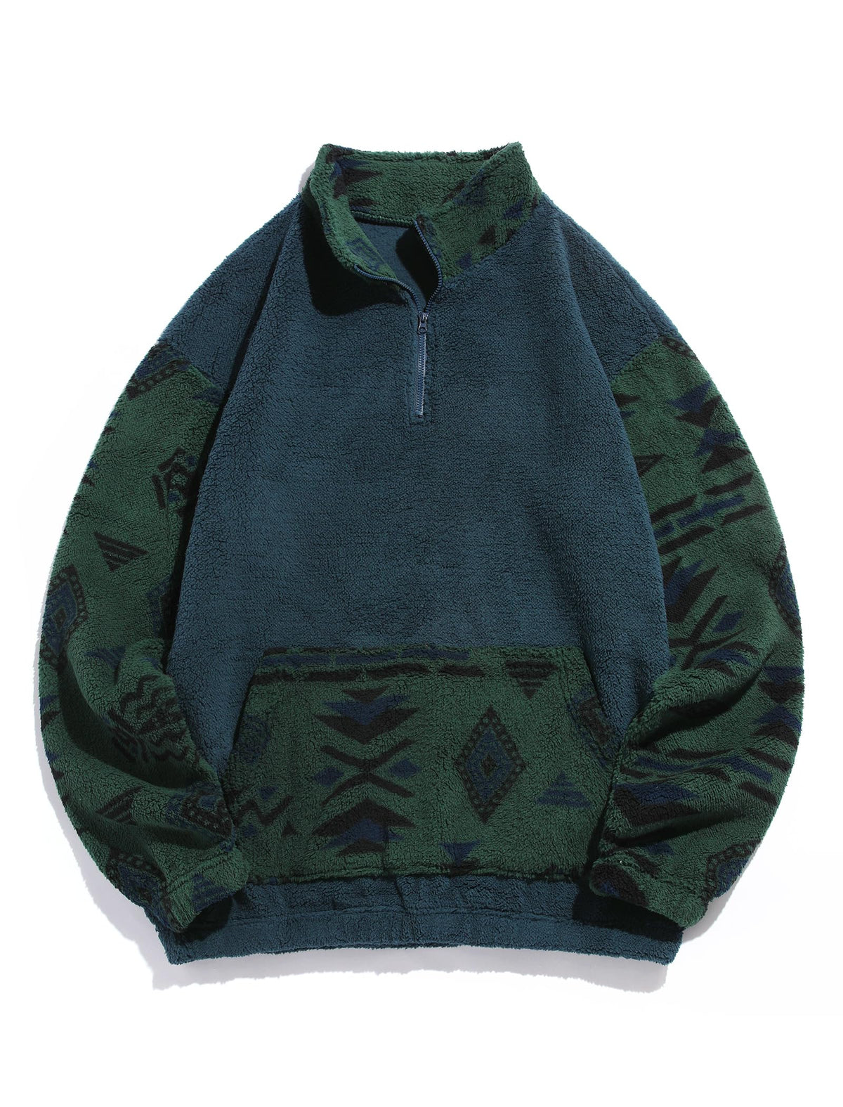 ZAFUL Men 1/4 Zipper Ethnic Aztec Fleece Unisex Winter Sweatshirt Tops 2026
