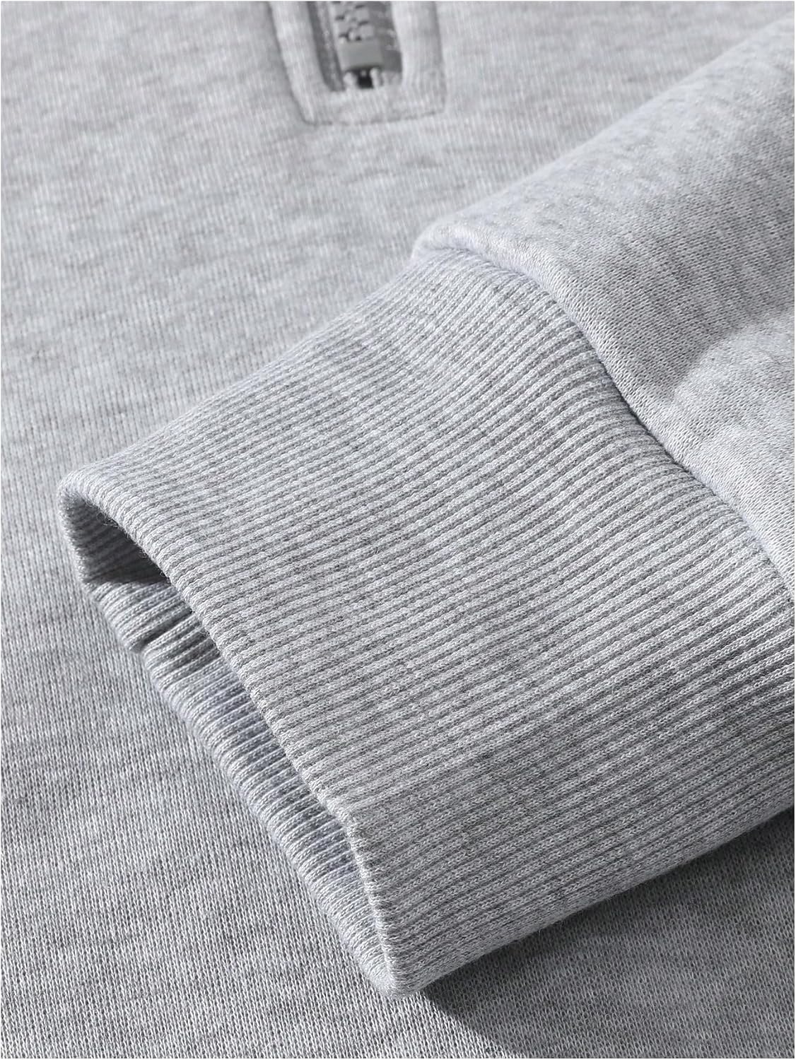 Verdusa Mens Quarter Zip Hoodie Long Sleeve Drop Shoulder Fleece Sweatshirt