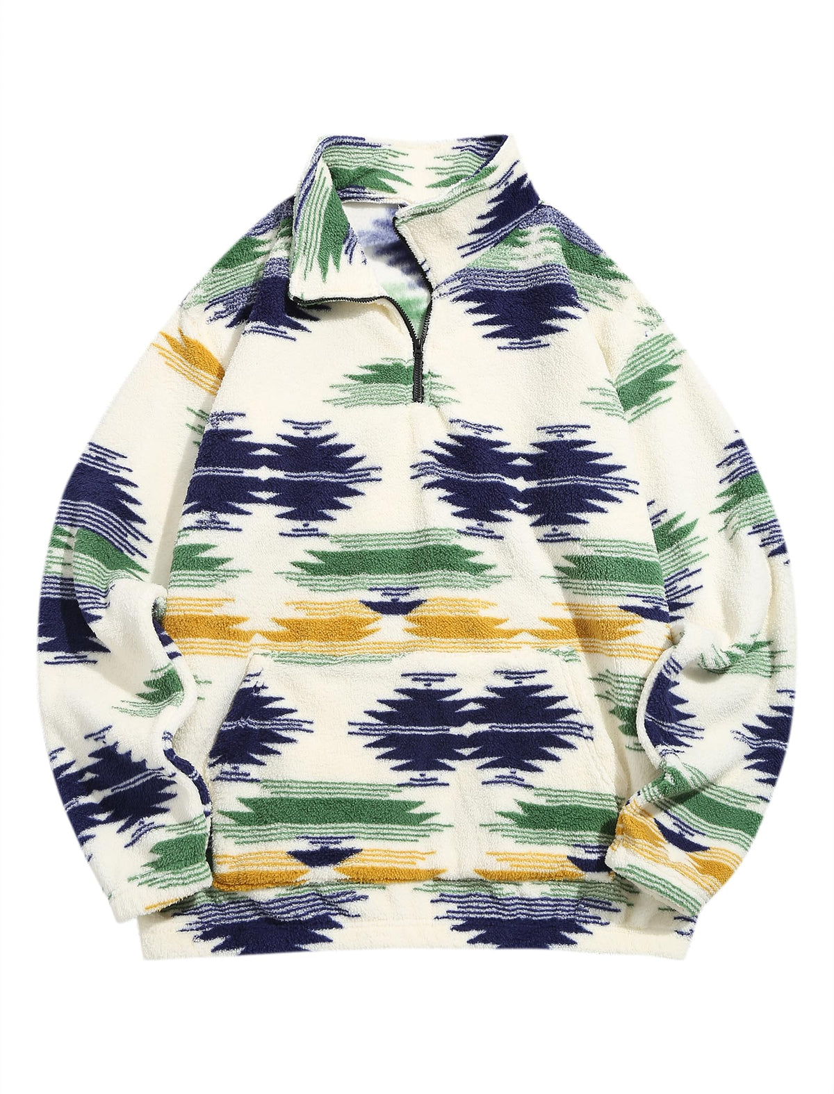 ZAFUL Men 1/4 Zipper Ethnic Aztec Fleece Unisex Winter Sweatshirt Tops 2026