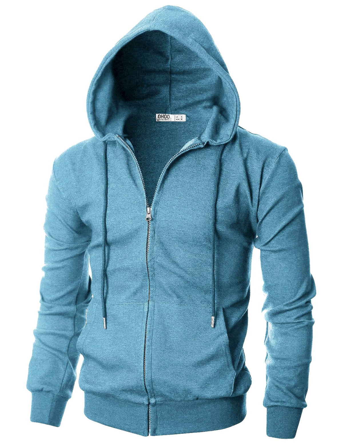 Ohoo Men's Zip Up Hoodie Lightweight Slim Fit Hooded Jacket