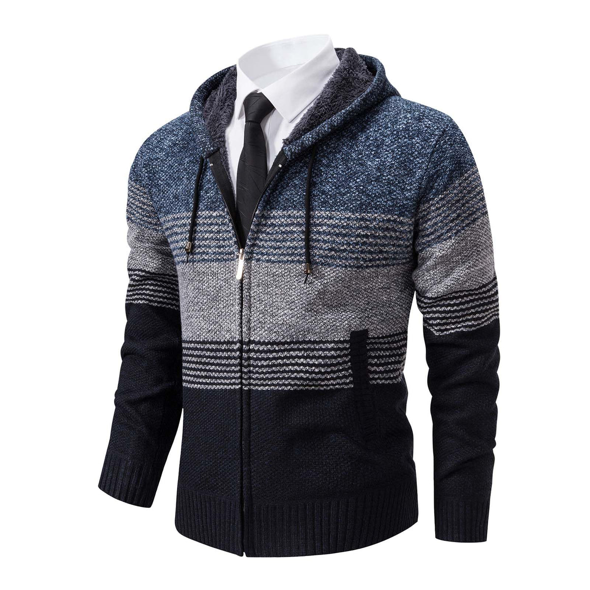 Mens Hoodies Knit Sweater Fleece Cardigan Hooded Men's Sweaters Jacket