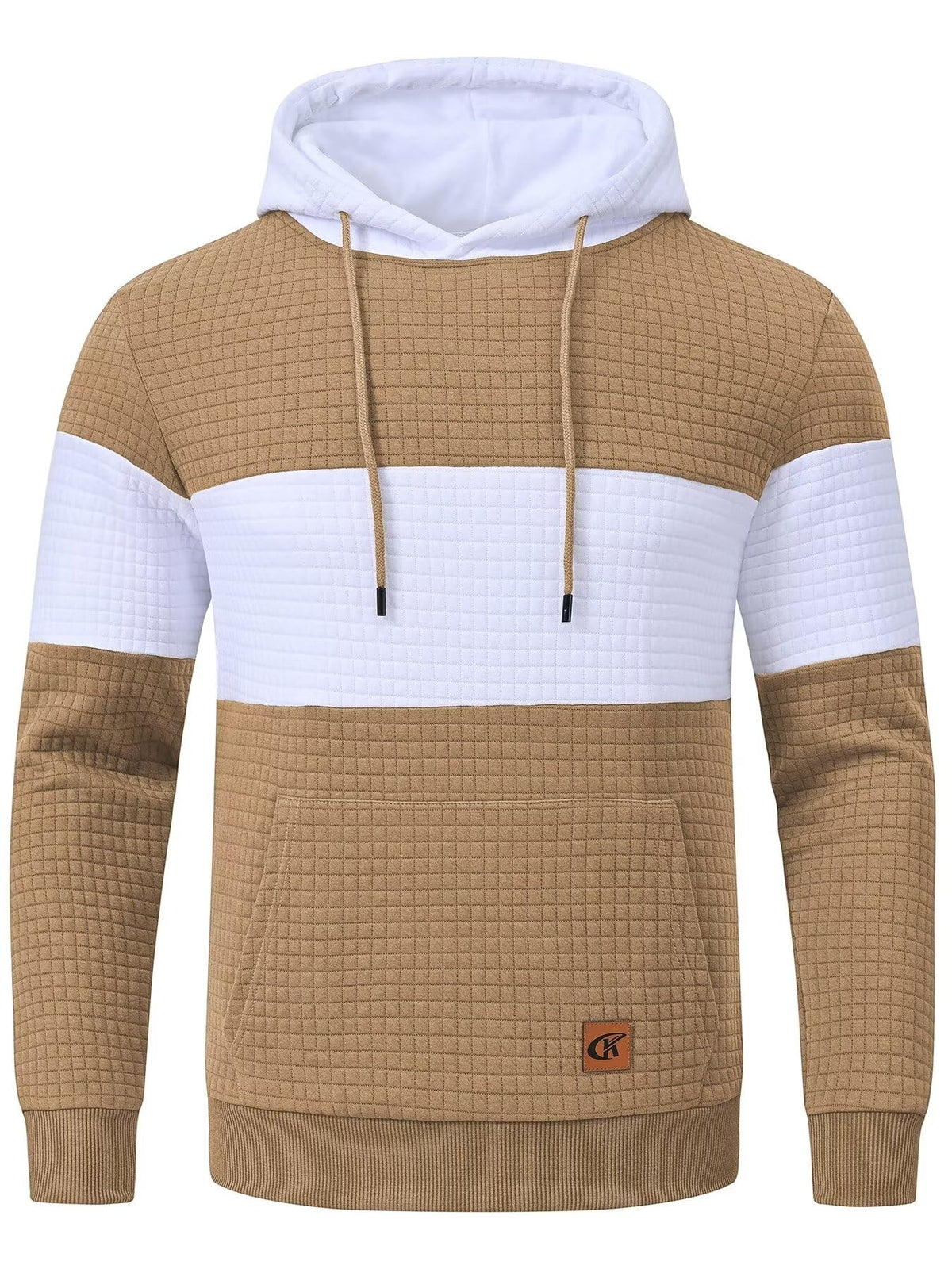 Yundobop Men's Pullover Hoodies Plaid Jacquard with Kangaroo Pocket