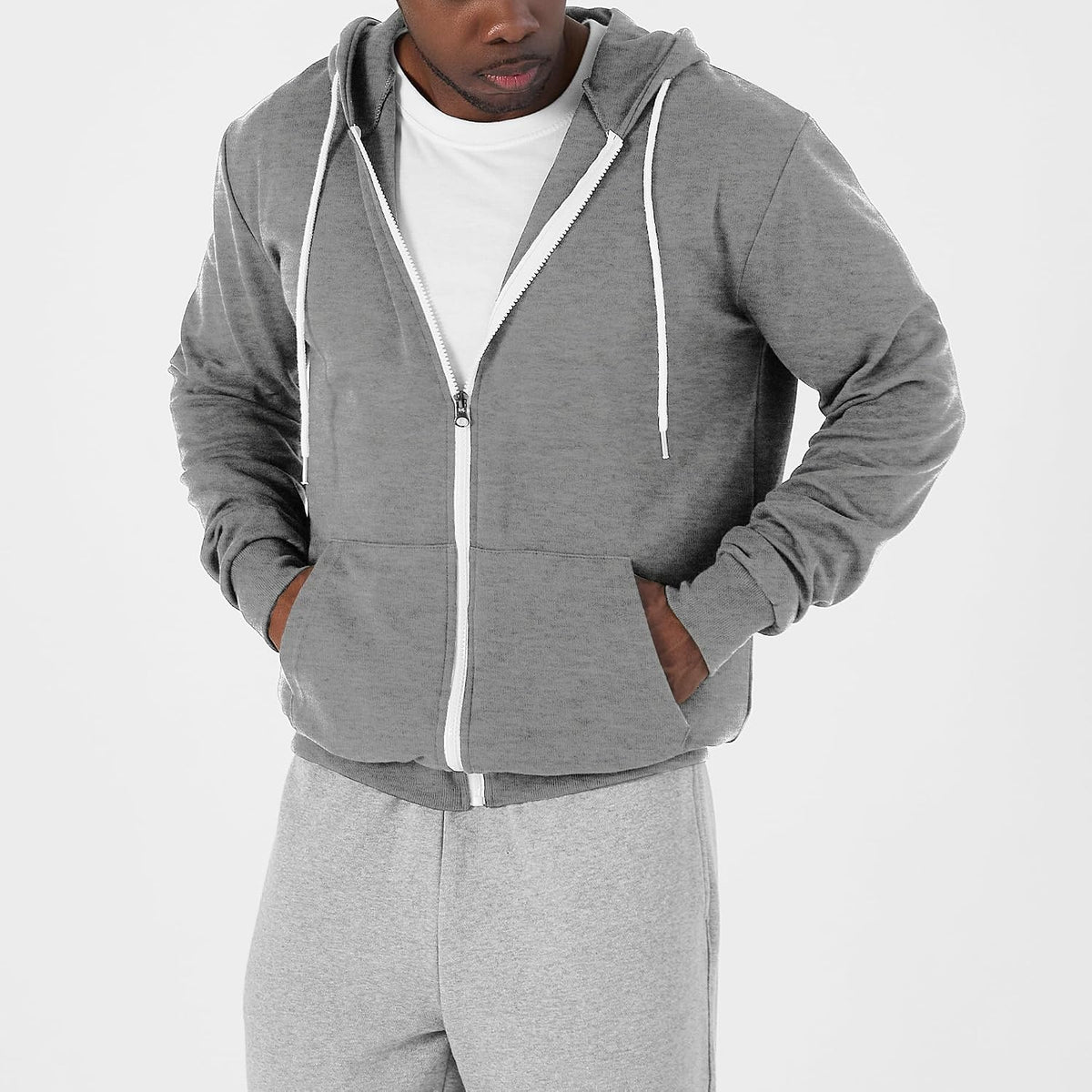 Ohoo Men's Zip Up Hoodie Lightweight Slim Fit Hooded Jacket