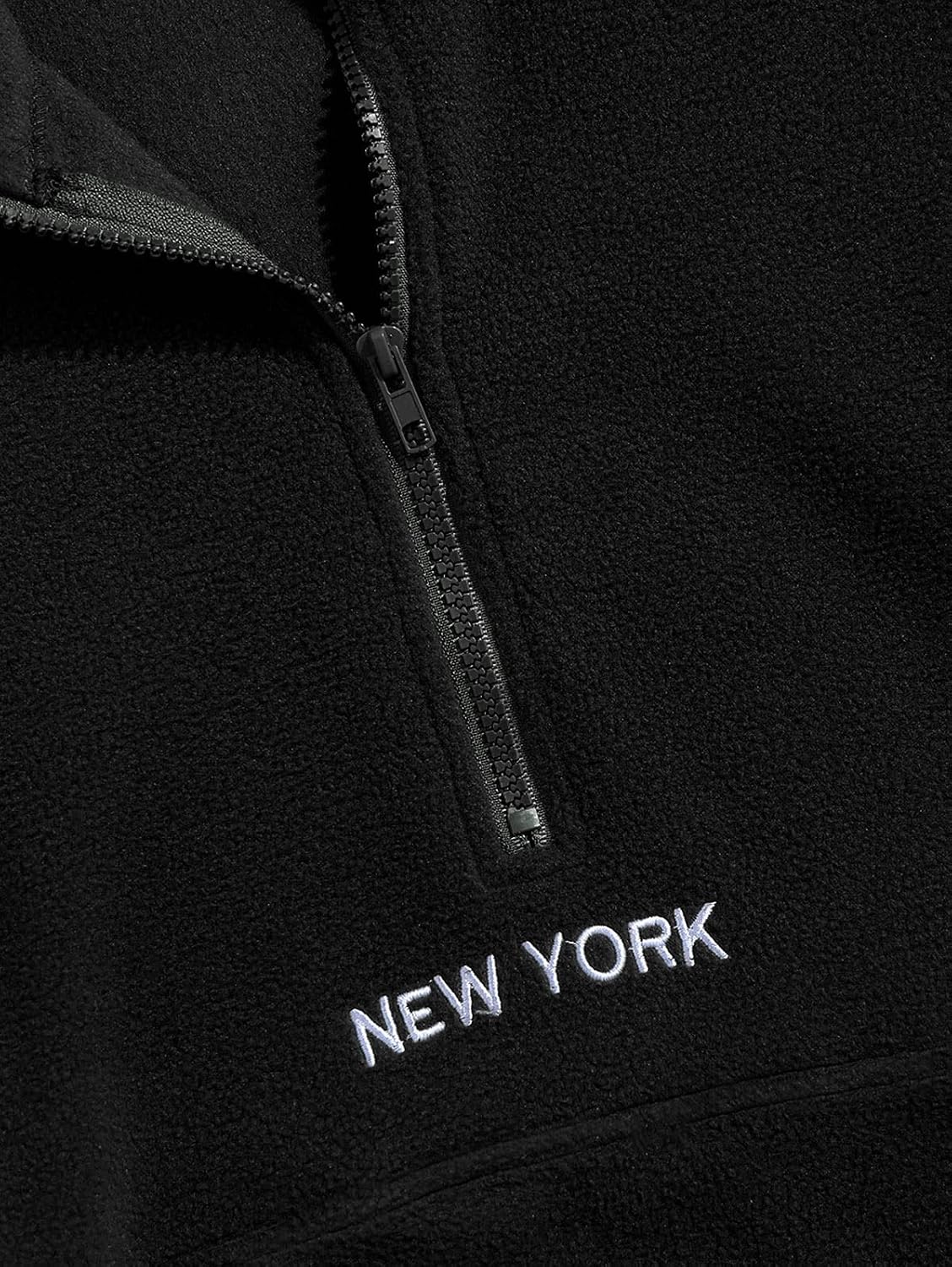 ZAFUL Men's Polar Fleece Sweatshirt NY Embroidery Half Zip Fleece Jacket