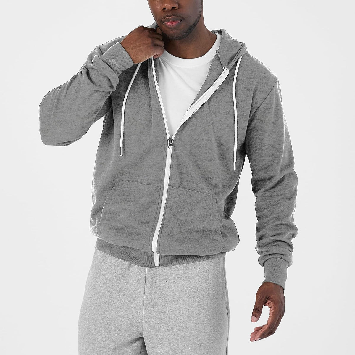 Ohoo Men's Zip Up Hoodie Lightweight Slim Fit Hooded Jacket