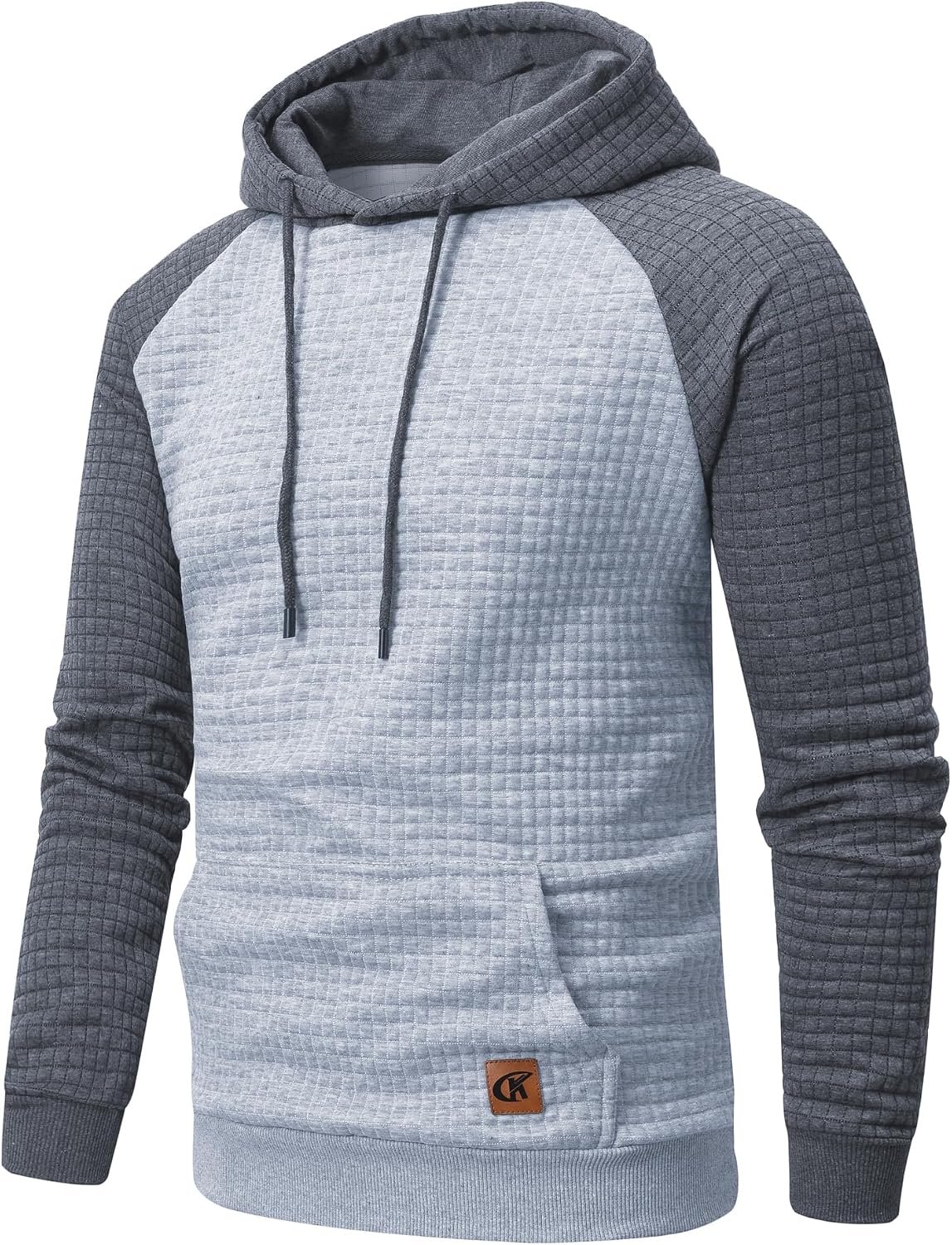 Yundobop Men's Pullover Hoodies Plaid Jacquard with Kangaroo Pocket