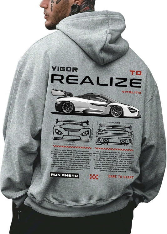 RoseSeek Men's Vintage Graphic Car Hoodies Long Sleeve Thermal Sweatshirts