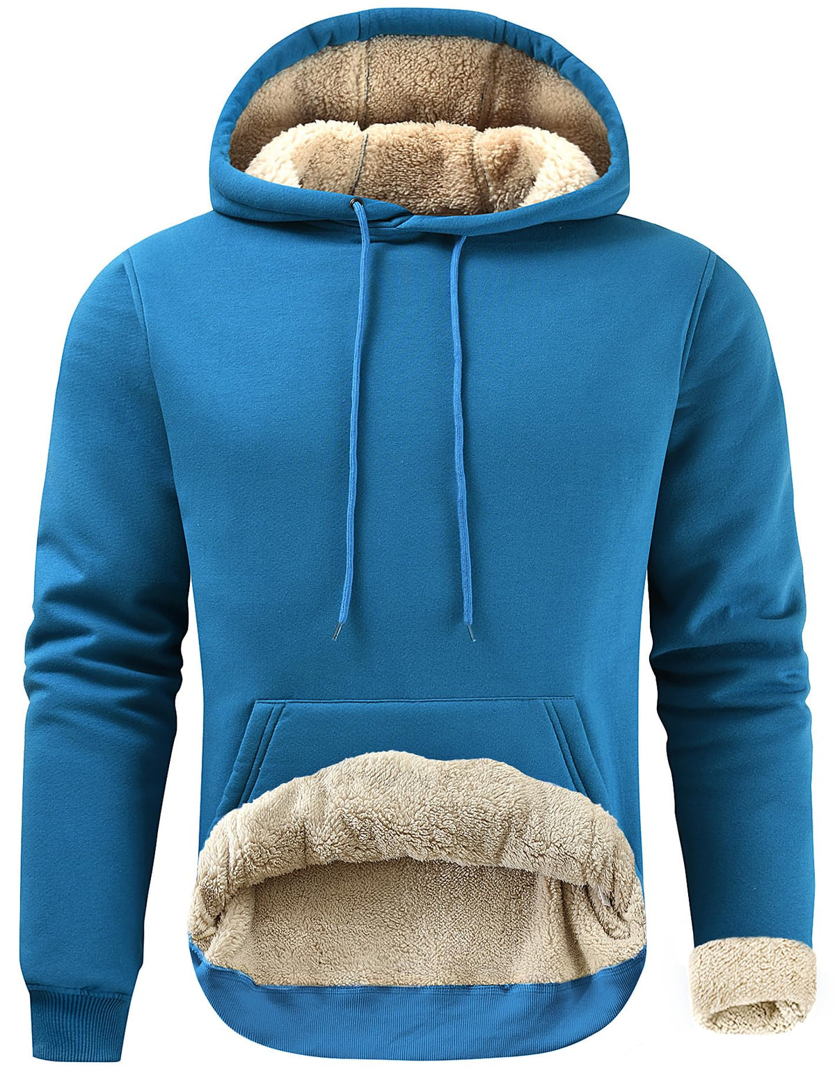 Gesean Men's Cotton Fleece Pullover Hoodie Sherpa Warm Hooded Sweatshirt