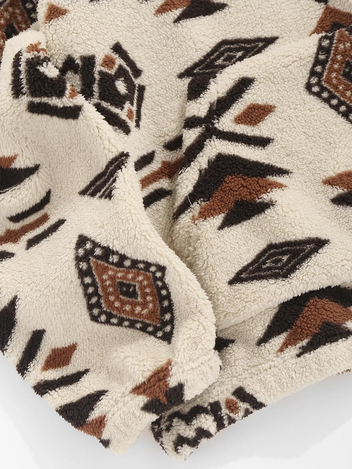 ZAFUL Men 1/4 Zipper Ethnic Aztec Fleece Unisex Winter Sweatshirt Tops 2026