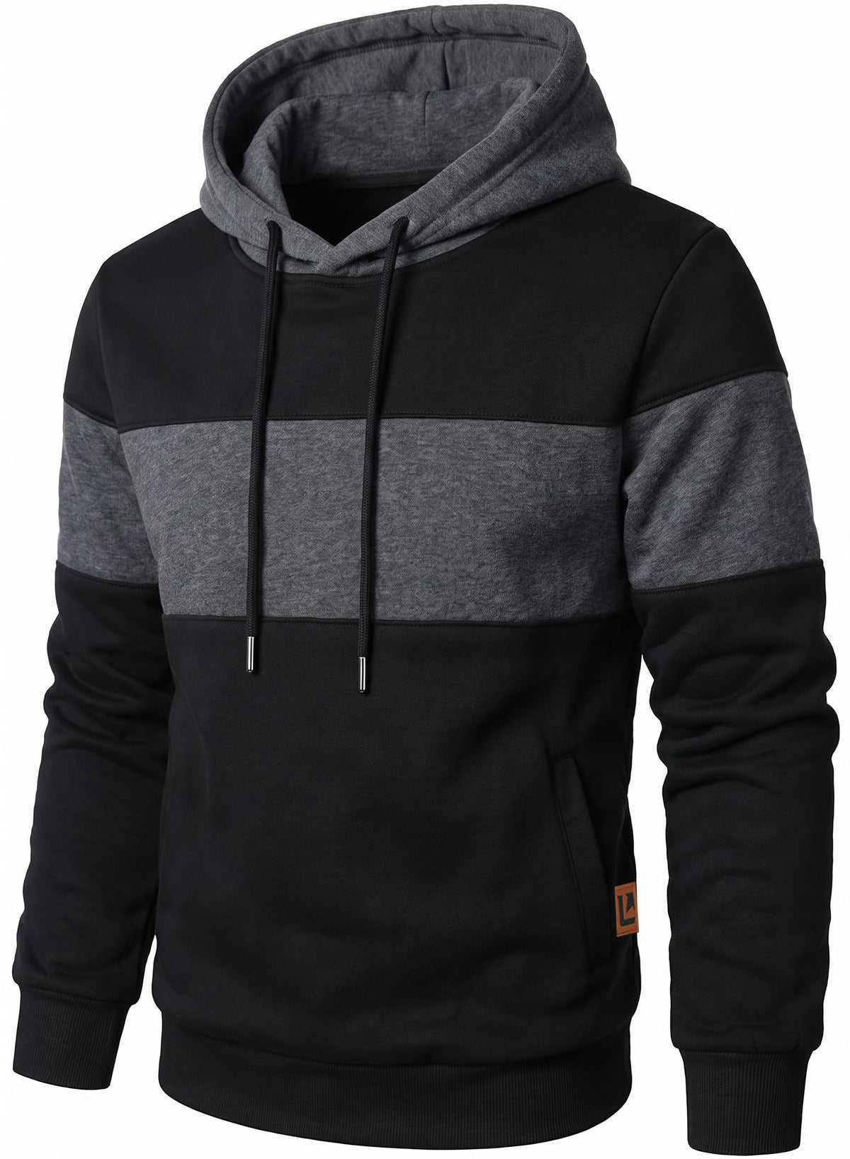 Mens Classic Color Block Hoodie Pullover Casual Fleece Sweatshirt