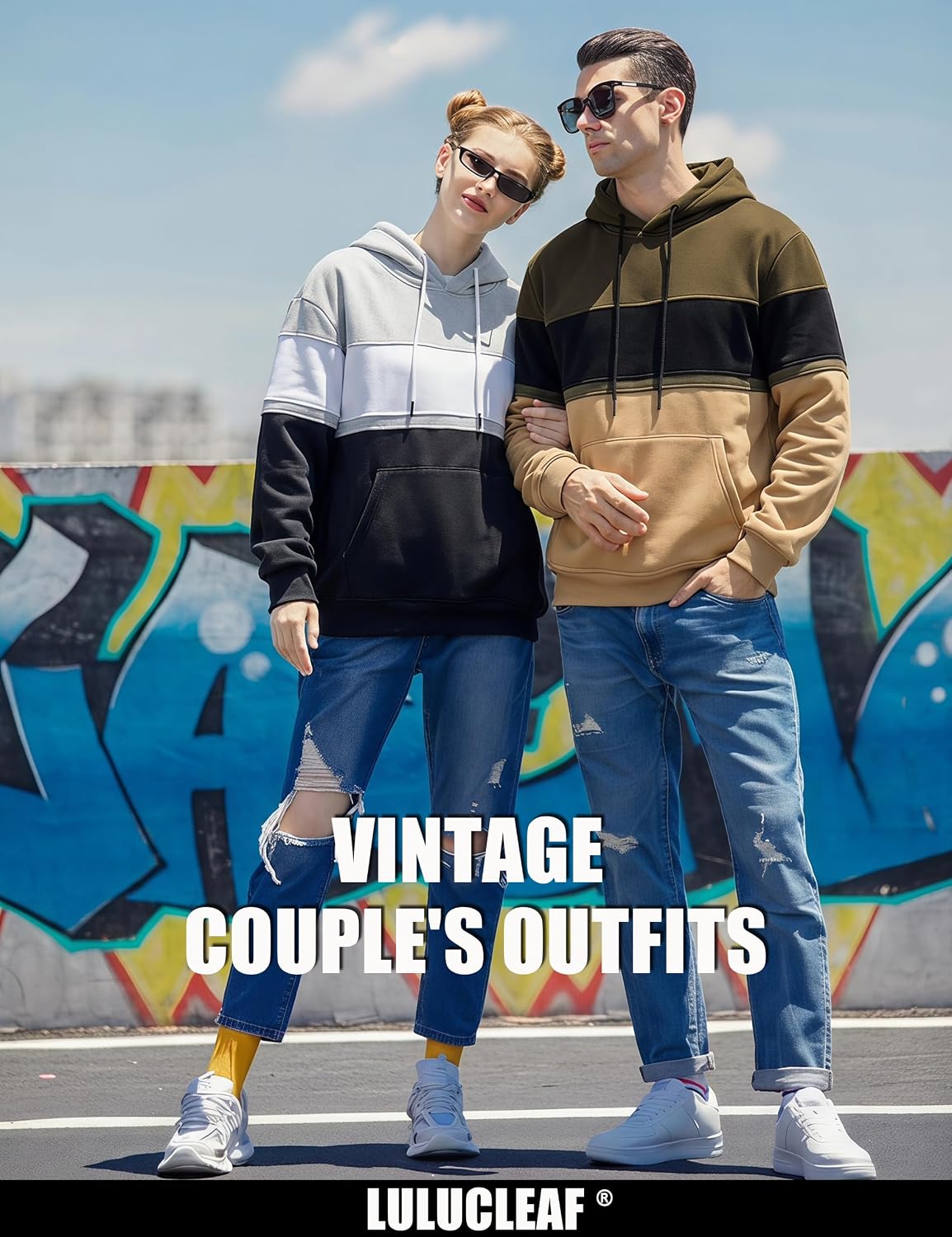 Mens Classic Color Block Hoodie Pullover Casual Fleece Sweatshirt
