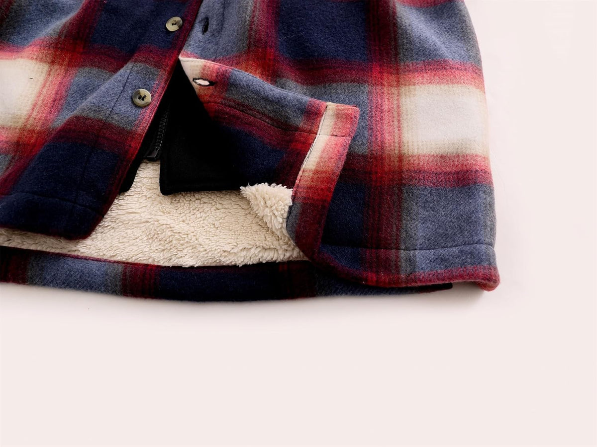 Gary Com Heavy Thick Flannel Plaid Jacket Sherpa Fleece Lined Hoodies for Men Zip Up Winter Warm Coat Zipper Sweatshirt