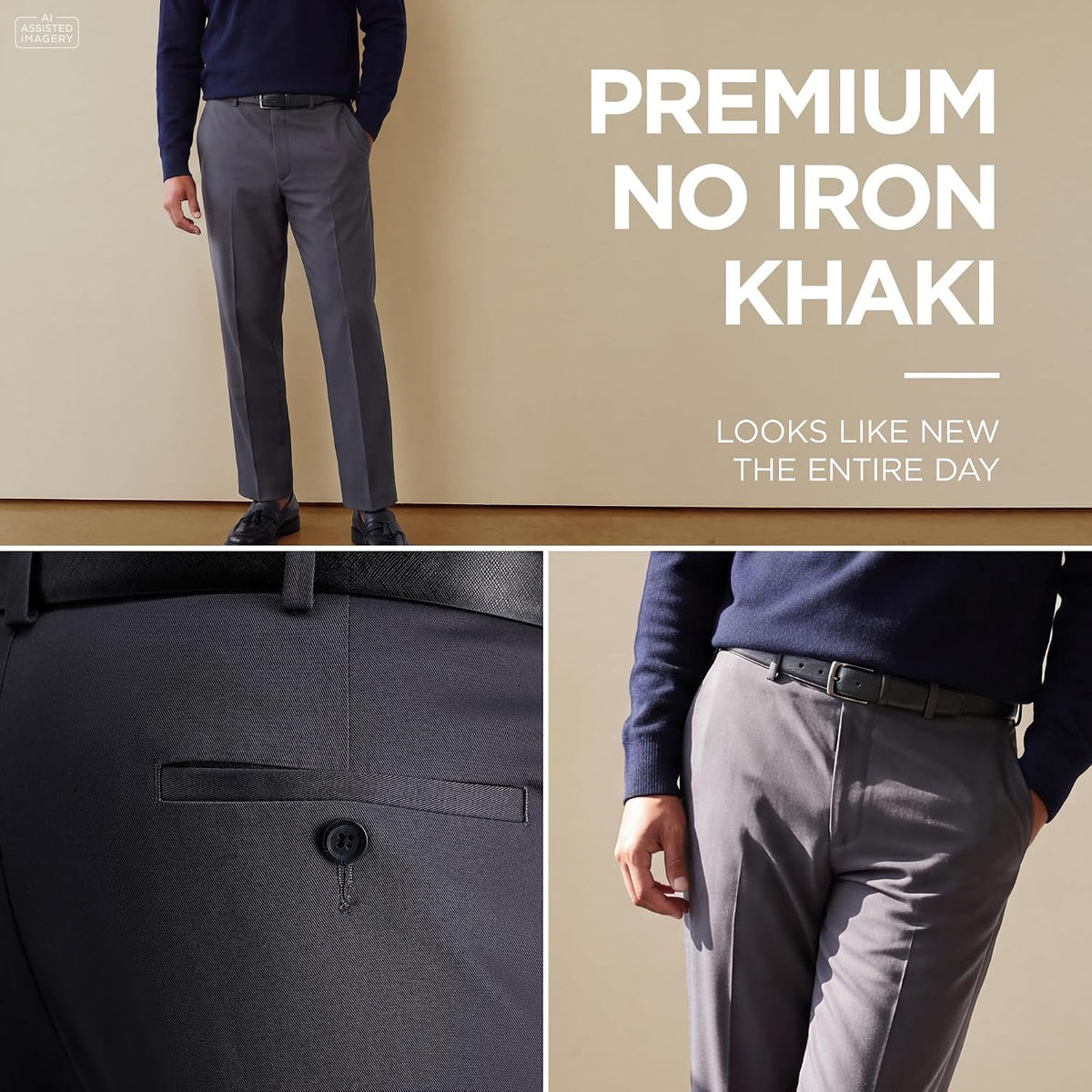 Haggar Men's Classic Fit Premium No Iron Khaki Pant