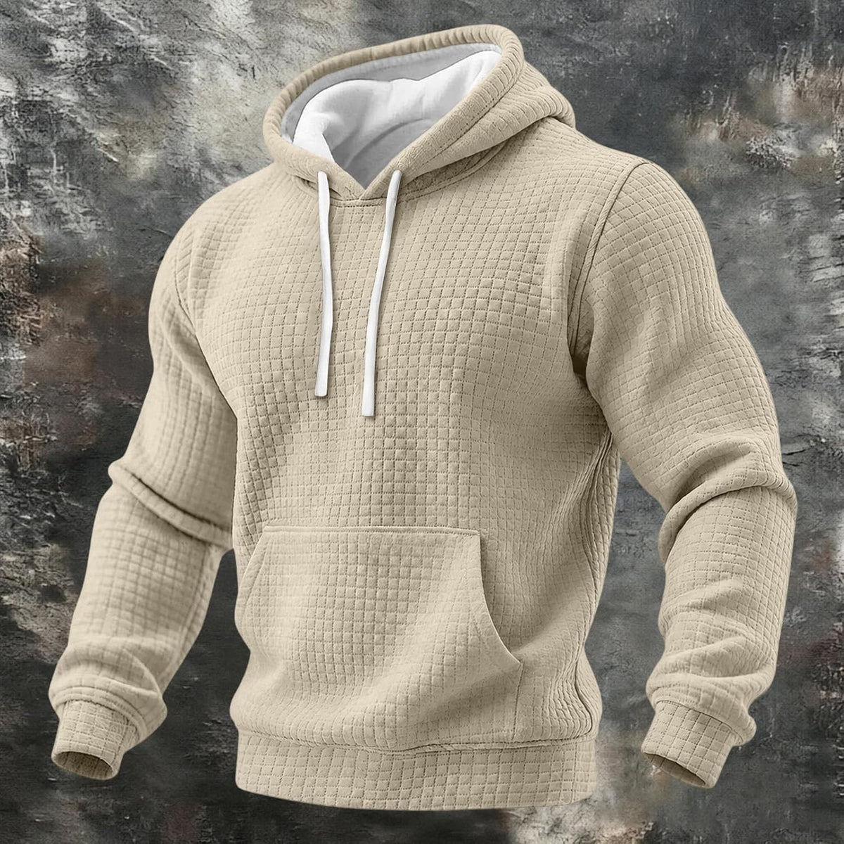 Men's Hoodie Pullover Fleece Waffle Sweatshirts Casual Plus Size Hoodie