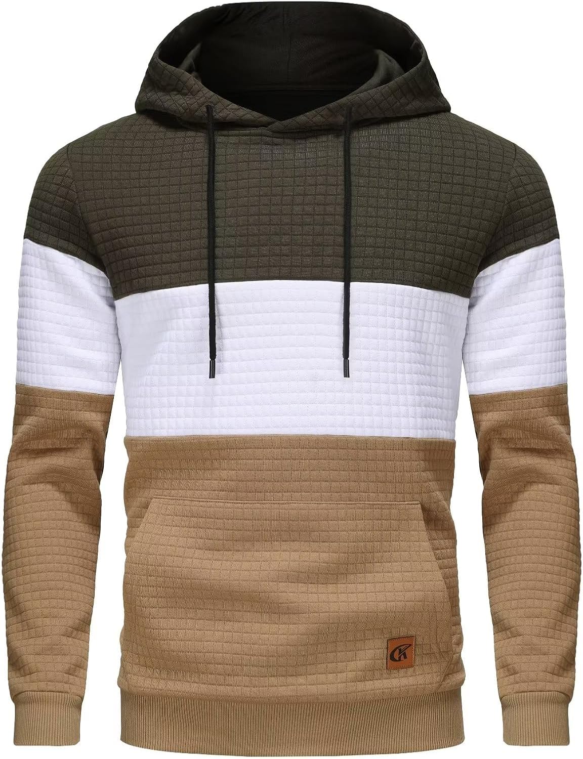 Yundobop Men's Pullover Hoodies Plaid Jacquard with Kangaroo Pocket