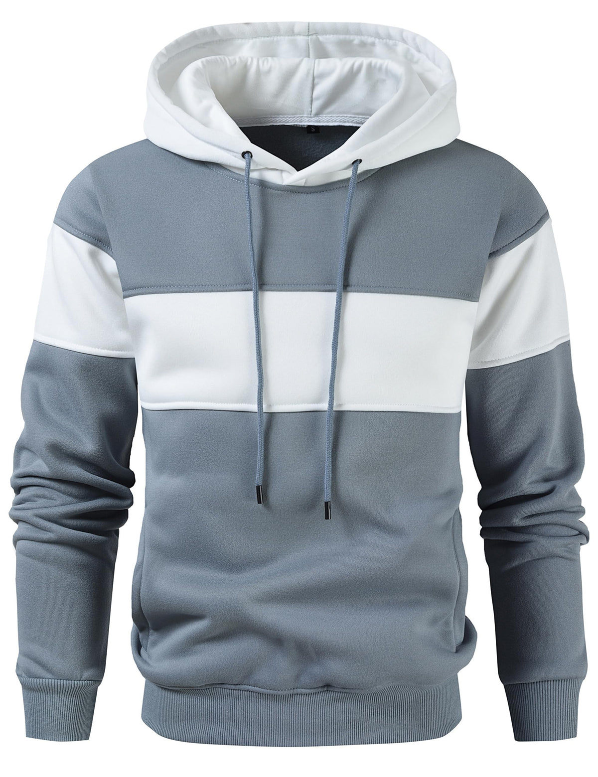Mens Classic Color Block Hoodie Pullover Casual Fleece Sweatshirt