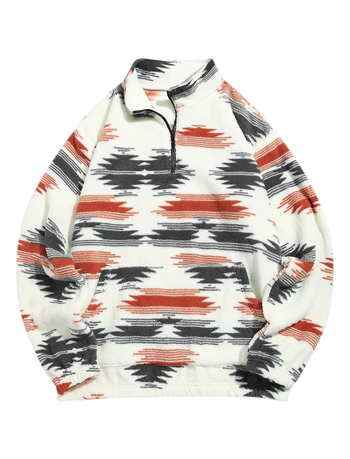 ZAFUL Men 1/4 Zipper Ethnic Aztec Fleece Unisex Winter Sweatshirt Tops 2026