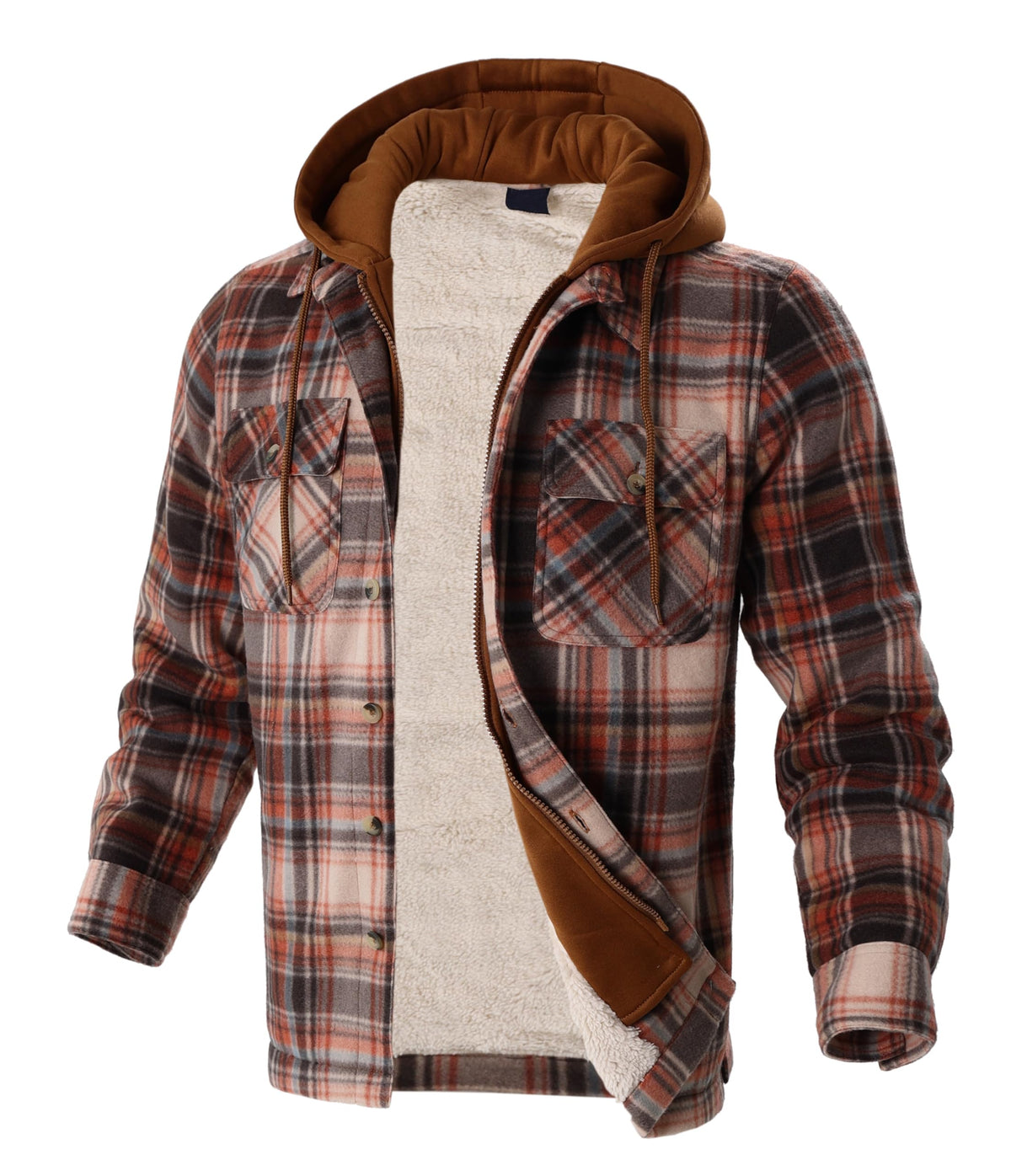 Gary Com Heavy Thick Flannel Plaid Jacket Sherpa Fleece Lined Hoodies for Men Zip Up Winter Warm Coat Zipper Sweatshirt