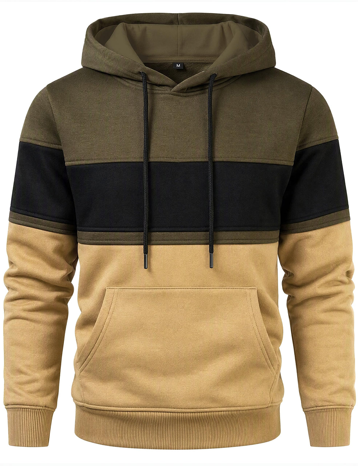 Mens Classic Color Block Hoodie Pullover Casual Fleece Sweatshirt