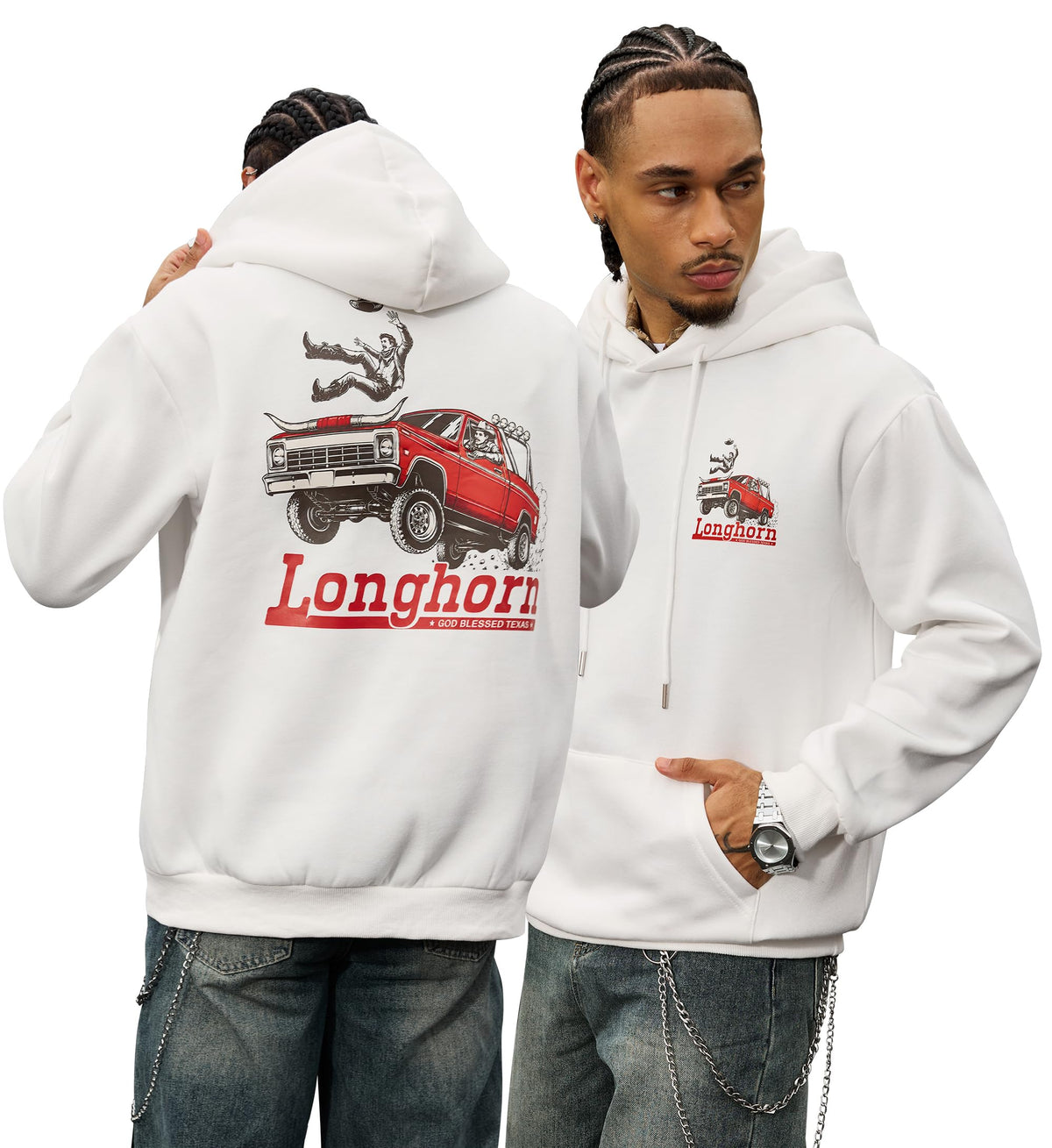 Herberton Mens Western Graphic Hoodie Fleece-Lined Unisex Sweatshirt