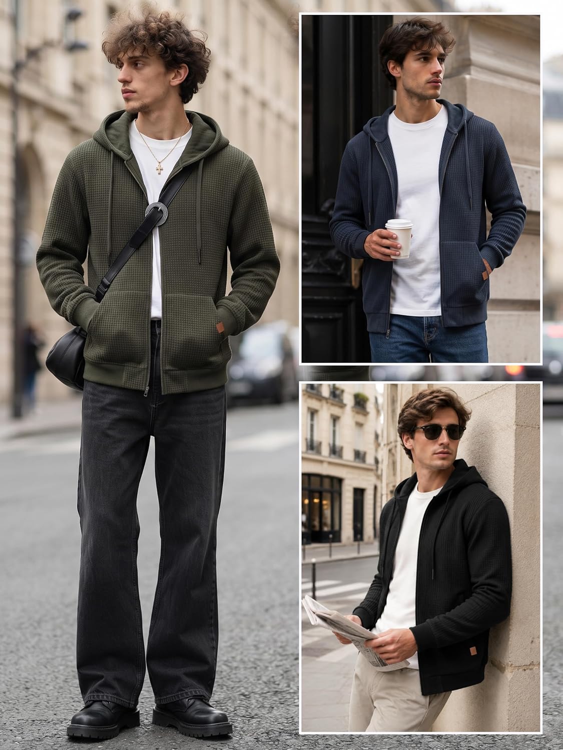 Yundobop Men's Full Zip Casual hoodie Sweatshirt Jacket