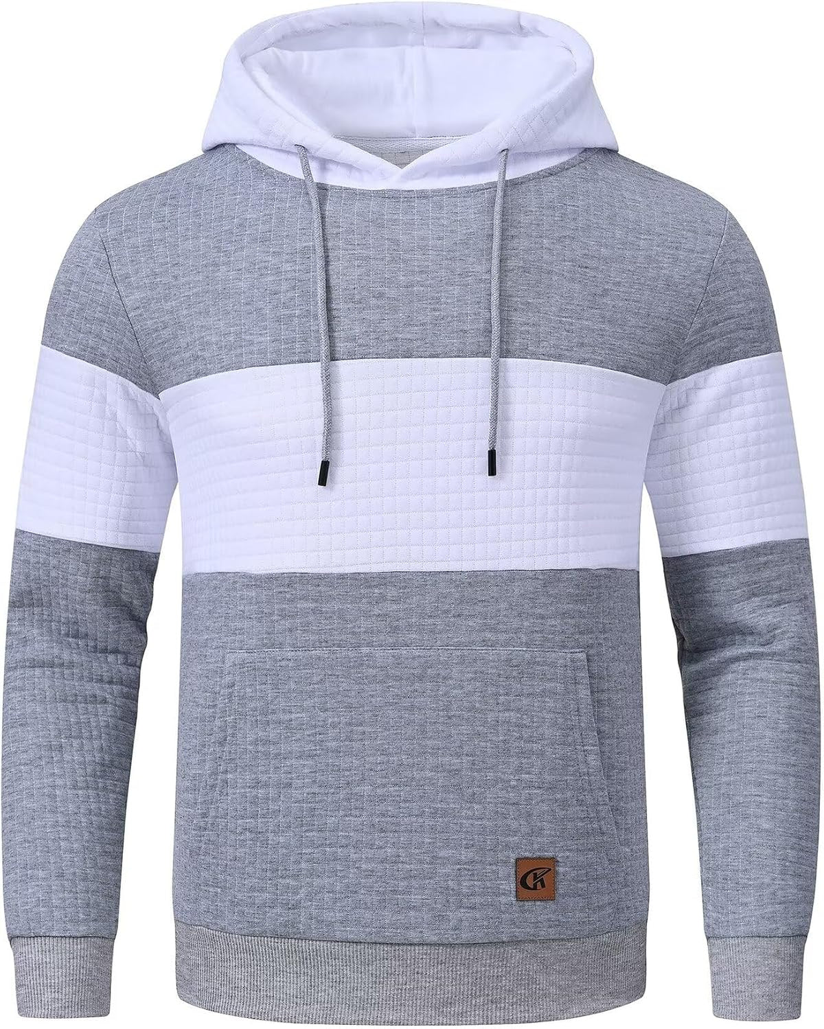 Yundobop Men's Pullover Hoodies Plaid Jacquard with Kangaroo Pocket