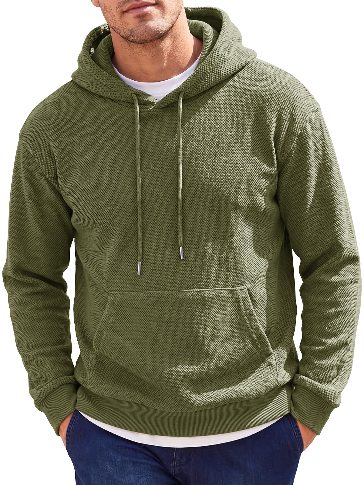 Runcati Mens Casual Hoodies Long Sleeve Pullover Sweatshirts with Pocket