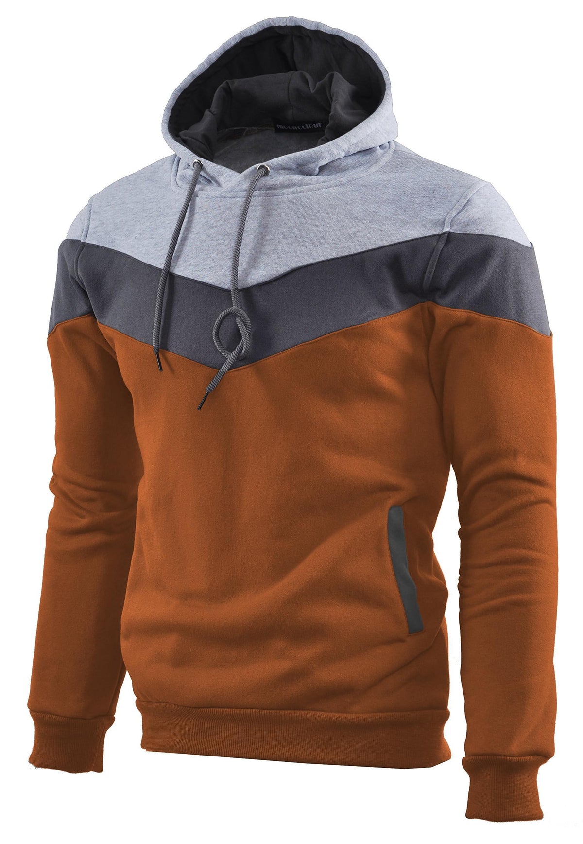 Men's Fashion Novelty Color Block Hoodies Long Sleeve Fleece Hooded Pullover Sweatshirts with Pockets