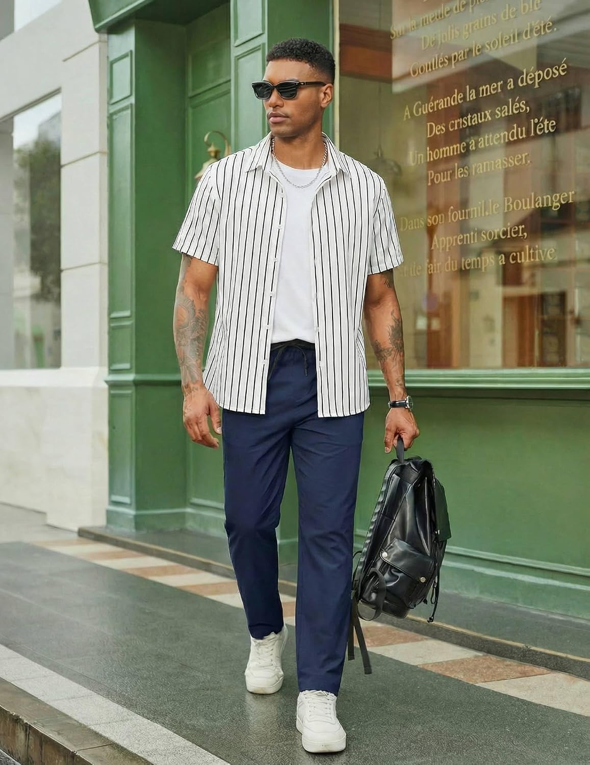 COOFANDY Men's Casual Pants Drawstring Elastic Waist Chino Pants Straight Leg Slacks Cotton Twill Trousers with Pockets