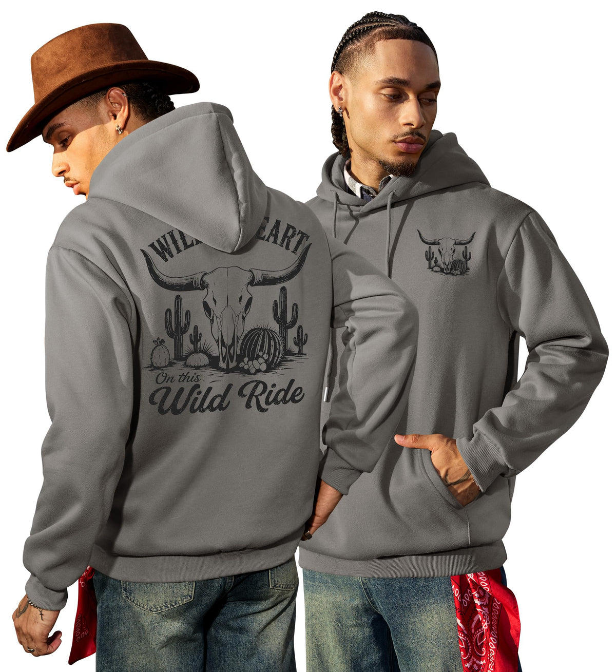 Herberton Mens Western Graphic Hoodie Fleece-Lined Unisex Sweatshirt