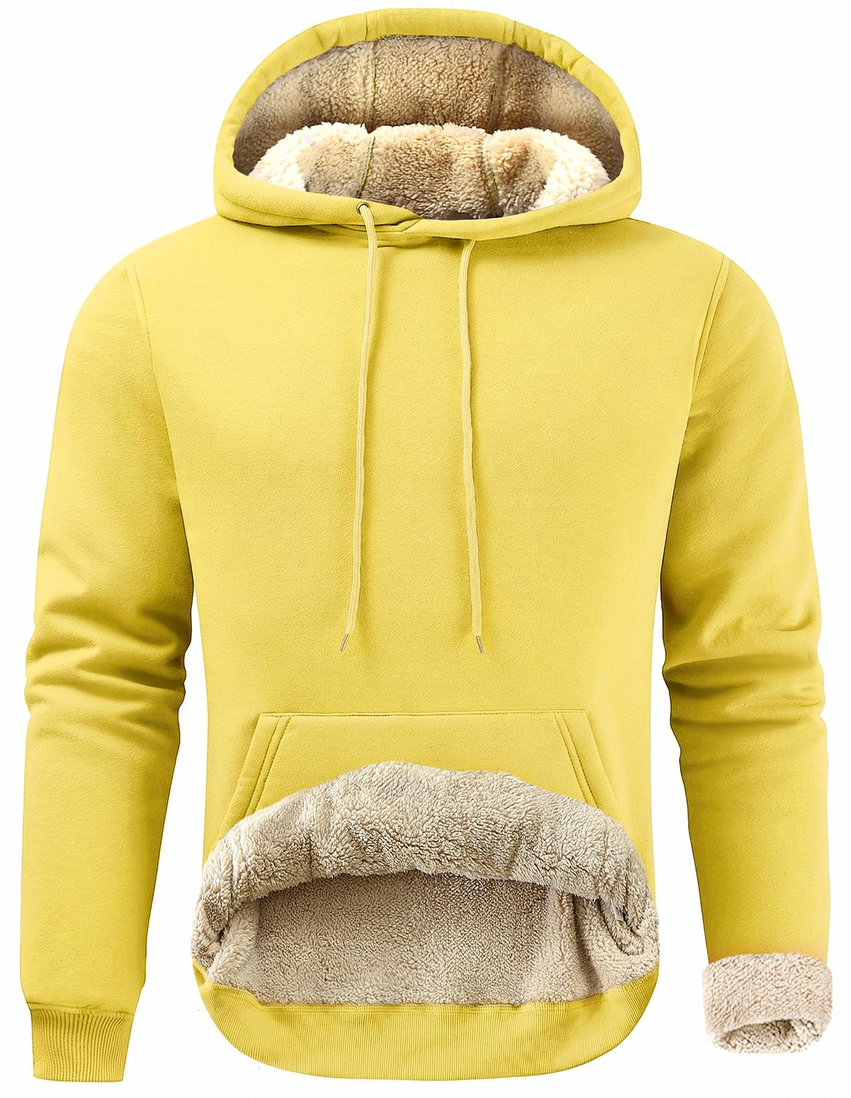 Gesean Men's Cotton Fleece Pullover Hoodie Sherpa Warm Hooded Sweatshirt