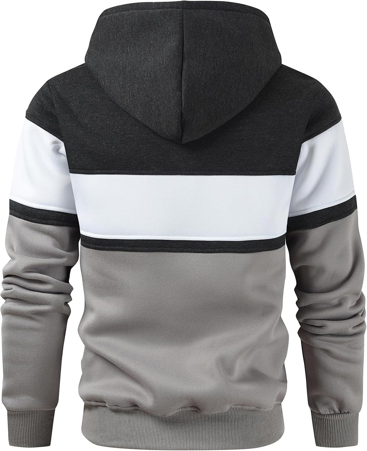 Mens Classic Color Block Hoodie Pullover Casual Fleece Sweatshirt