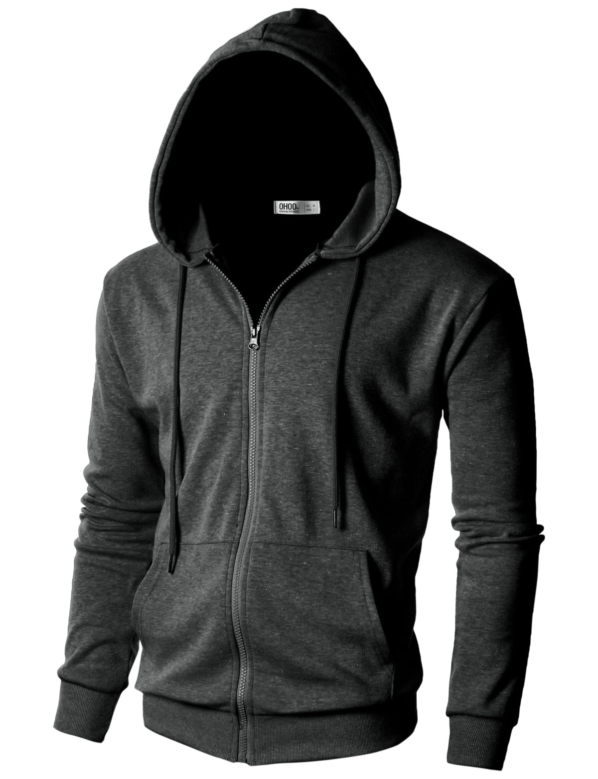 Ohoo Men's Zip Up Hoodie Lightweight Slim Fit Hooded Jacket