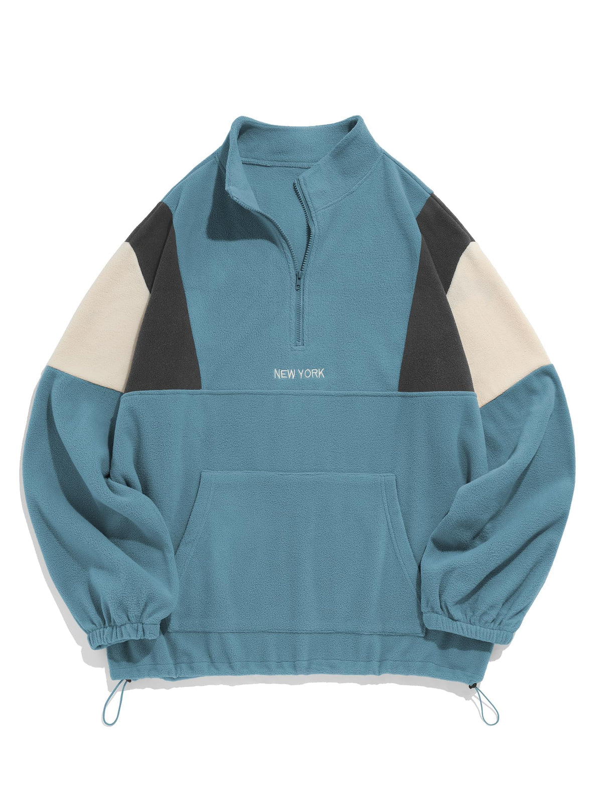 ZAFUL Men's Polar Fleece Sweatshirt NY Embroidery Half Zip Fleece Jacket