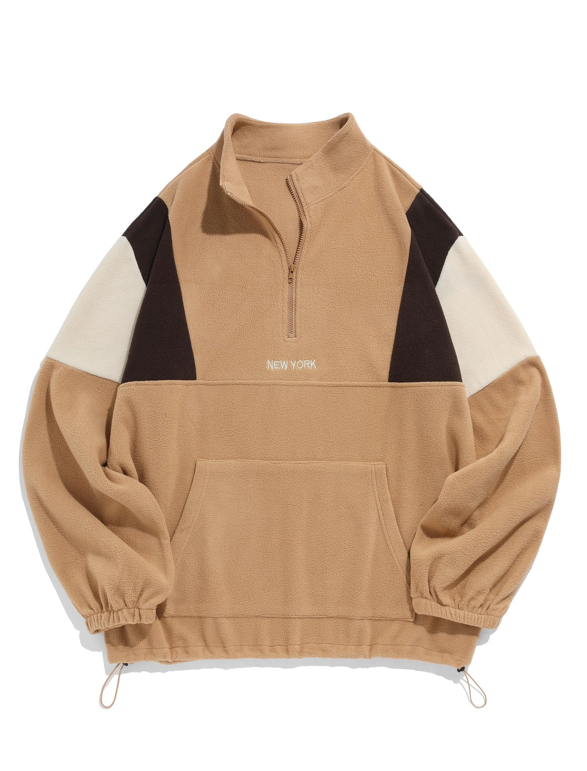 ZAFUL Men's Polar Fleece Sweatshirt NY Embroidery Half Zip Fleece Jacket