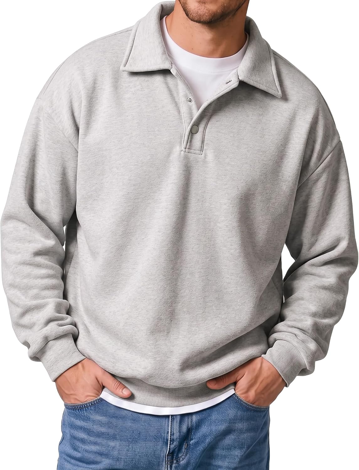 JMIERR Men's Casual Polo Sweatshirt Pullover Sweaters
