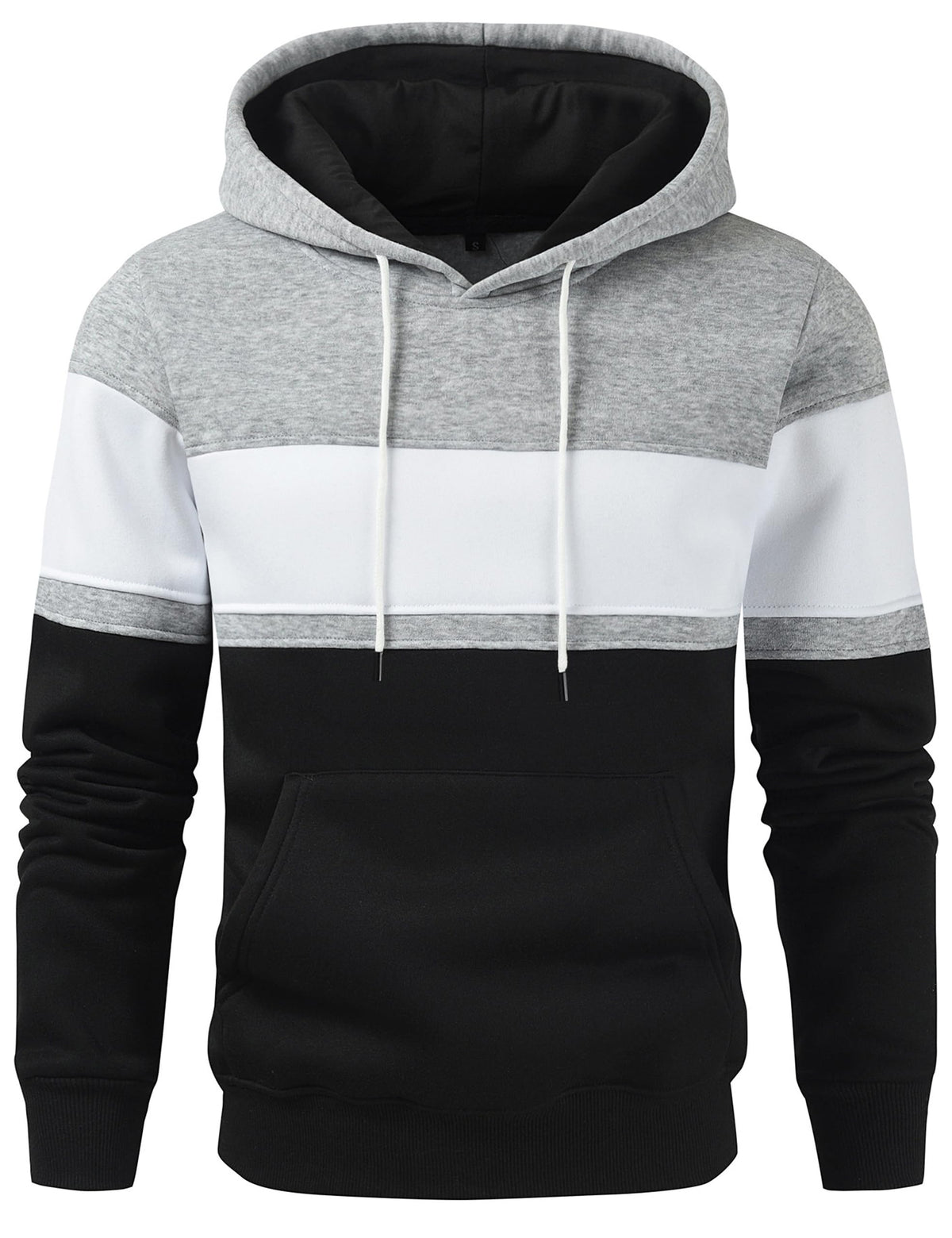 Mens Classic Color Block Hoodie Pullover Casual Fleece Sweatshirt