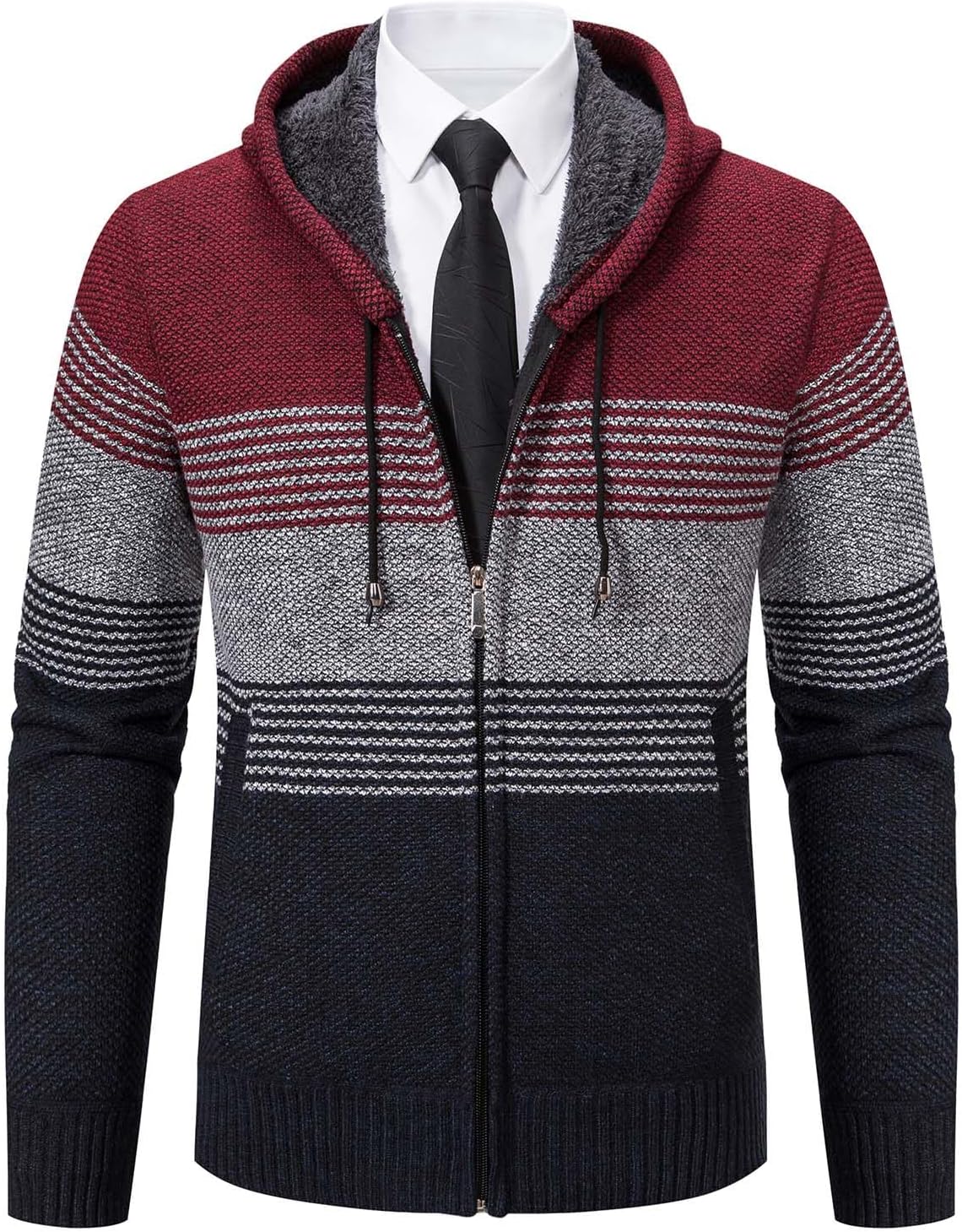 Mens Hoodies Knit Sweater Fleece Cardigan Hooded Men's Sweaters Jacket